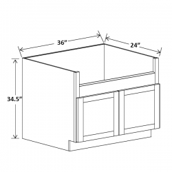 Antique White Apron/ Farmer Sink Base Cabinet 36 Antique White:APSB36 ECS Cabinetry