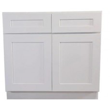 White Shaker Base Cabinet Double Drawers with Double Doors  36'X34.5'
