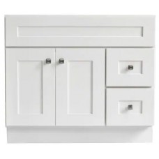 White Shaker Solid Birch Wood Vanity Drawers on Right 42'X34.5'