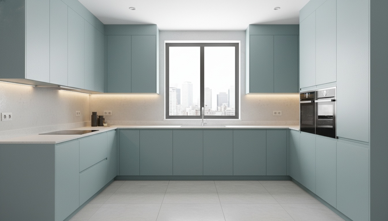 Blue Panel Kitchen Cabinets