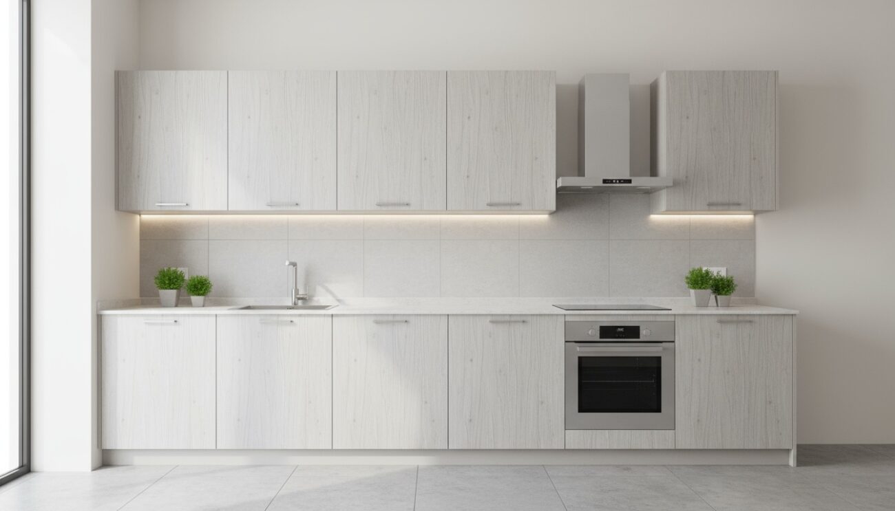 Cream Elm Panel Kitchen Cabinets