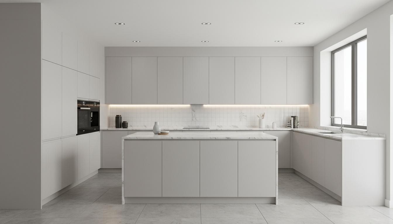 Metallic Silver Panel Kitchen Cabinets