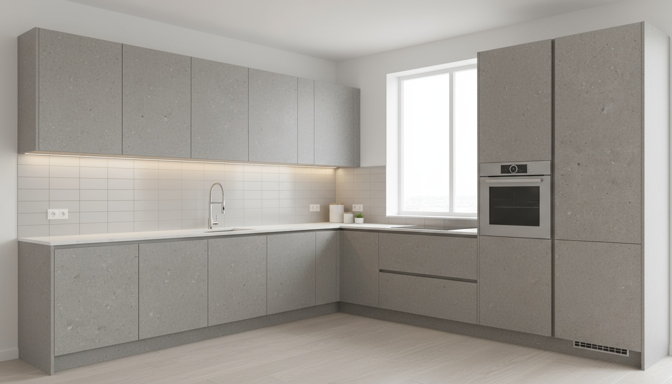 Natural Concrete Panel Kitchen Cabinets