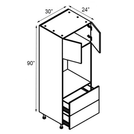 30 inch x 90 inch Gray Shaker Oven Cabinet