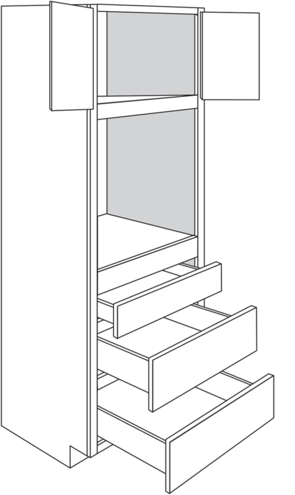 33 inch x 90 inch Gray Shaker Oven Cabinet