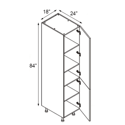 18 inch x 84 inch White Raised Panel Pantry Cabinet