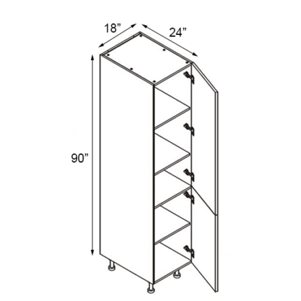 18 inch x 90 inch White Raised Panel Pantry Cabinet