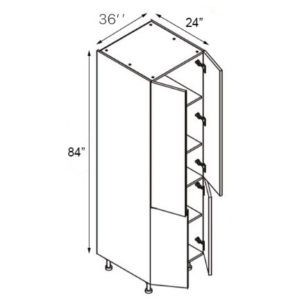 36 inch x 84 inch Gray Shaker Pantry Cabinet