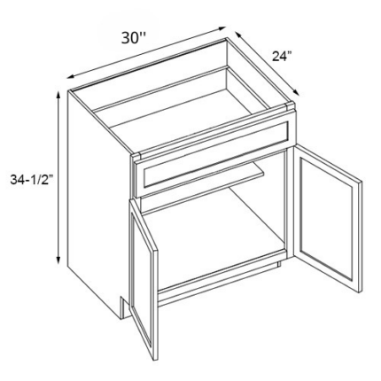 30 inch Blue Shaker Sink Base Cabinets