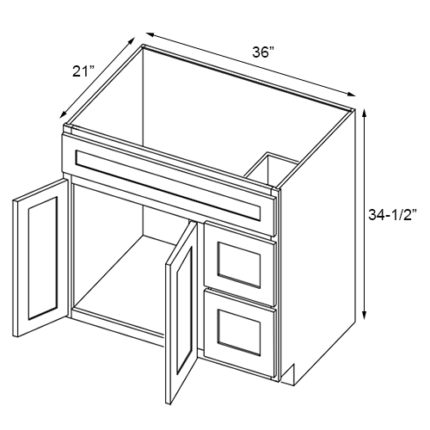 36 inch White Raised Panel Vanity With Sink Cabinet