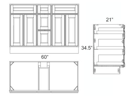 60 inch White Raised Panel Vanity With Sink Cabinet