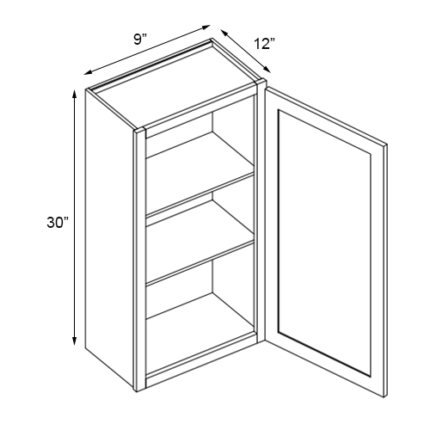 9 inch x 30 inch Gray Shaker Wall Cabinets