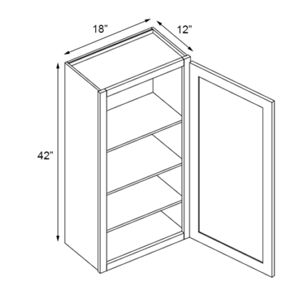 18 inch x 42 inch Gray Shaker Wall Cabinets
