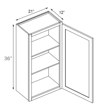 21 inch x 36 inch Gray Shaker Wall Cabinets