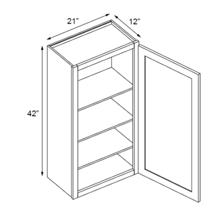 21 inch x 42 inch Gray Shaker Wall Cabinets