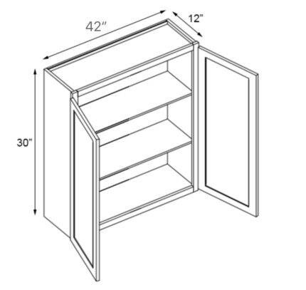 42 inch x 30 inch Gray Shaker Wall Cabinets