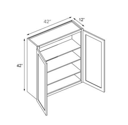 42 inch x 42 inch Gray Shaker Wall Cabinets
