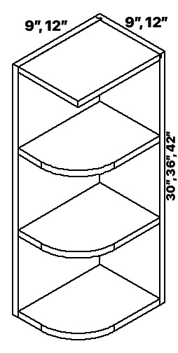 9 inch x 42 inch Gray Shaker Wall Cabinets