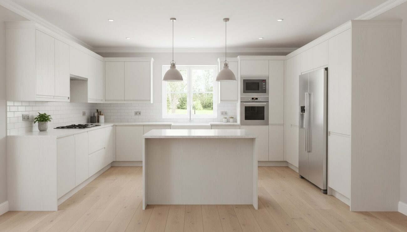 White Porcelain Panel Kitchen Cabinets