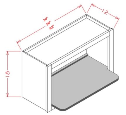 30 inch x 42 inch Gray Shaker Wall Microwave Cabinet