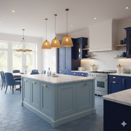 Blue Shaker Kitchen Cabinets