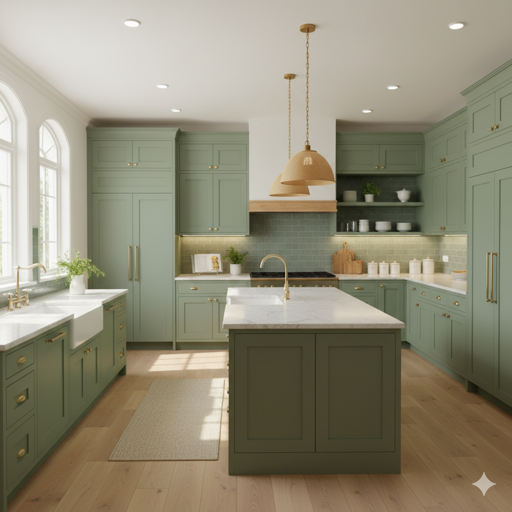 Sage Green Shaker Kitchen Cabinets